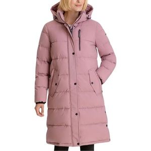 BCBGeneration - Women's Mid-Length Puffer Coat with Attached Hood - XS - Pink